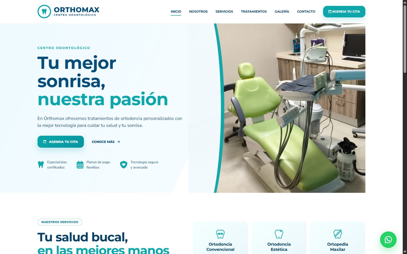 Página de inicio completa desarrollada para Orthomax